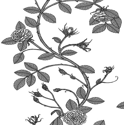 Black and white Flowers wallpaper made in the USA, custom colors available