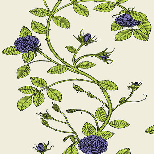 Green and Blue Flowers wallpaper made in the USA, custom colors available