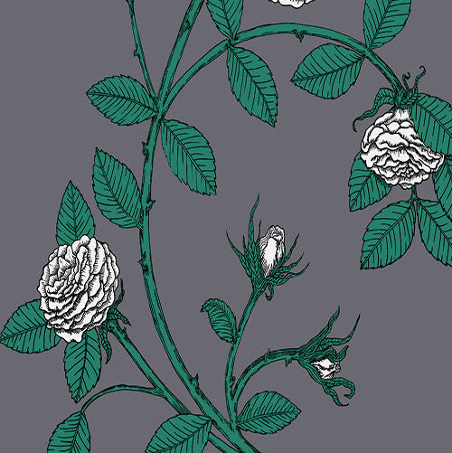 White Flowers on Grey  background wallpaper made in the USA, custom colors available