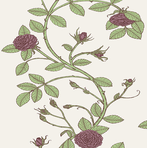 Green and Purple Flowers wallpaper made in the USA, custom colors available
